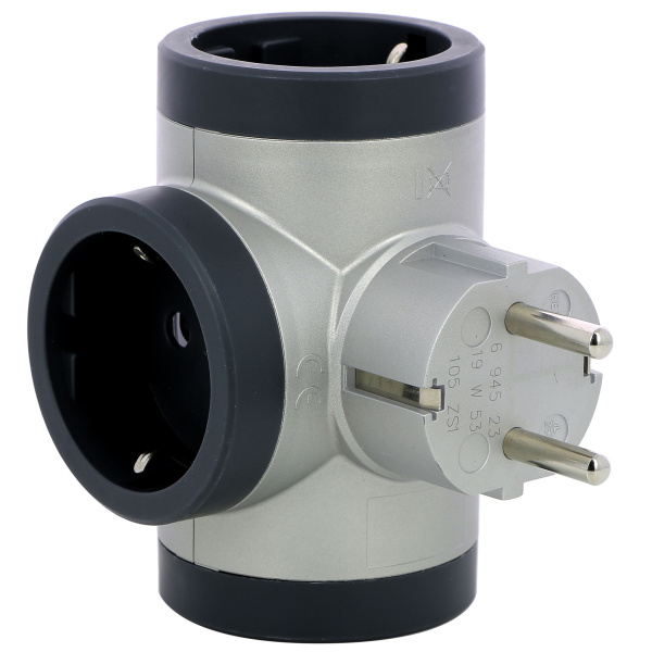 Legrand Revolution Стандарт Алюминиево-черный Тройник 3х2К+З 694523