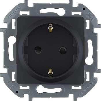Legrand INSPIRIA Антрацит Розетка 2К+З со шторками - немецкий стандарт - 16 А - 250 В 673733