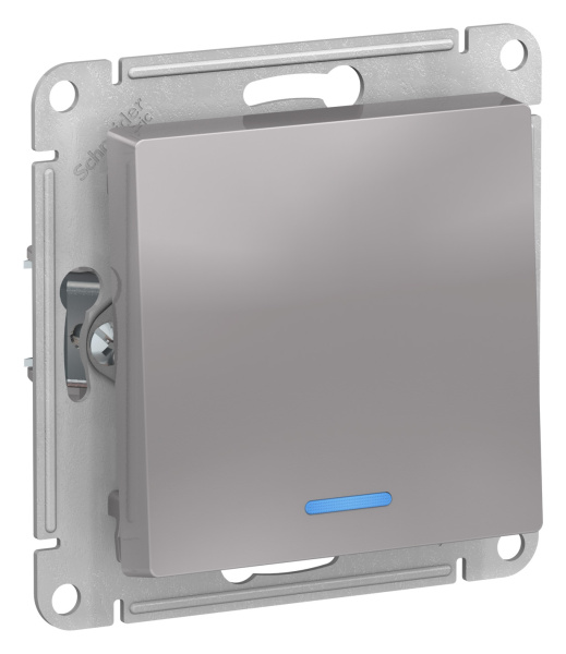 Купить Systeme Electric AtlasDesign Алюминий Выключатель 1-клавишный с подсветкой, сх.1а, 10АХ, механизм