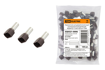 TDM Наконечник штыревой втулочный изолированный (двойной) НШвИ (2) 1,5х8 (100 шт) SQ0521-0006