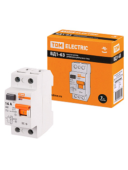 TDM УЗО ВД1-63 2Р 16А 10мА SQ0203-0002