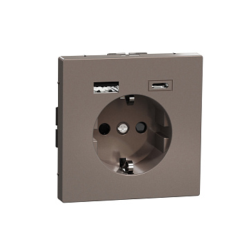 SE MERTEN D-Life Мокко Розетка силовая 16 A с зарядкой USB A+C 3 A MTN2367-6052