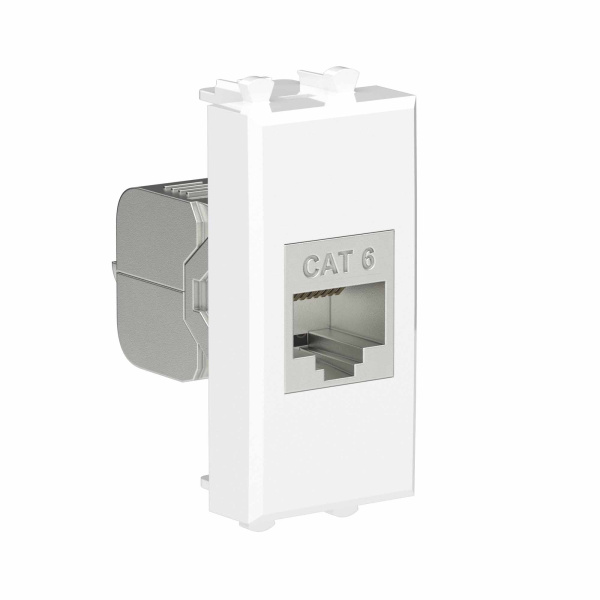 Купить DKC Компьютерная розетка RJ-45 без шторки модульная, кат.6 экранированная, "Avanti", "Белое облако", 1 модуль