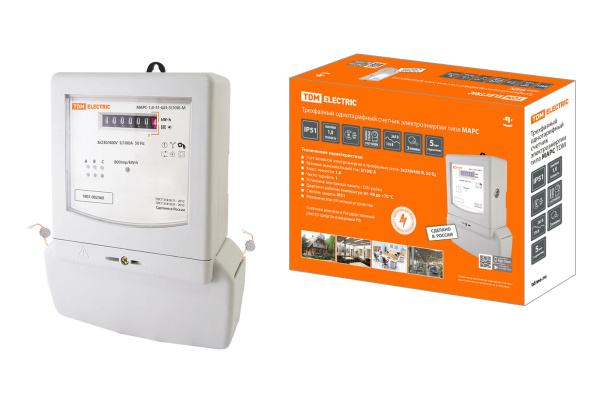 TDM Счетчик МАРС-1,0-31-Ш3-5(100)-М (3ф, 1тар,монт.панель, прямое подкл, мех.ОУ) SQ1105-0021
