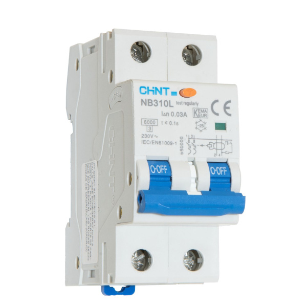 CHINT Диф. автомат NB310L 2P 6A 30mA, тип A, х-ка B, 6kA 660033