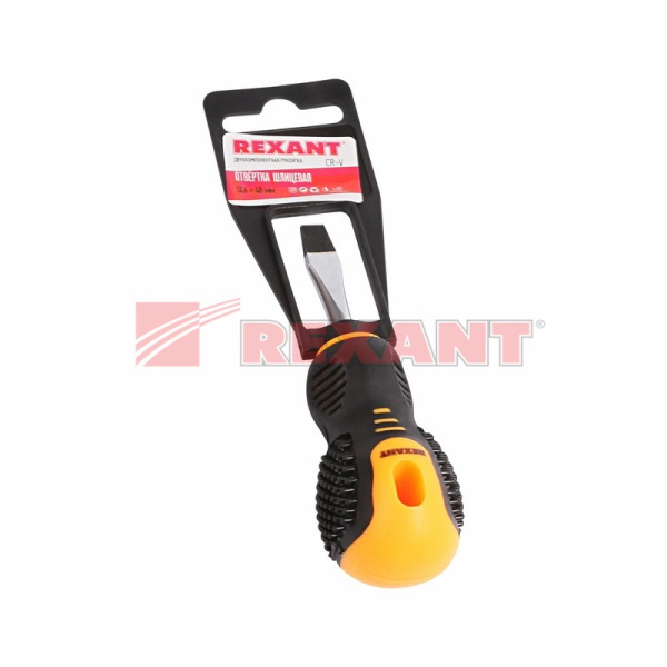 Купить Отвертка шлицевая SL 6 X 40 мм , двухкомпонентная рукоятка Rexant 12-4725