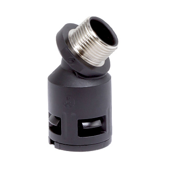 DKC Муфта 45 грд. труба-коробка с металлической резьбой DN 12 мм, М16х1,5, полиамид, цвет черный