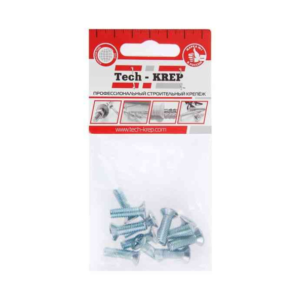 Купить Tech-Krep Винт DIN965 с потайной головкой оцинк. М6х16 (12 шт) - пакет 126595