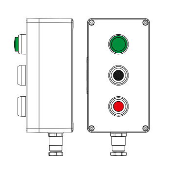 DKC Взрывозащищенный пост управления из полиэстера CPE-P-04-(1xLG(250)-1xP1B(11)-1xP1R(11))-1xKH2MHK(C)1Ex d e IIC Т5 Gb / Ex tb IIIC T95°C Db IP66/КЗ