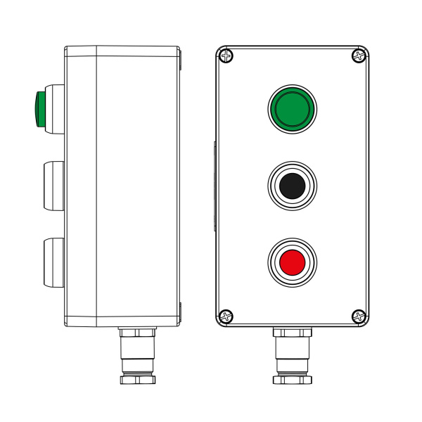 DKC Взрывозащищенный пост управления из полиэстера CPE-P-04-(1xLG(250)-1xP1B(11)-1xP1R(11))-1xKH2MHK(C)1Ex d e IIC Т5 Gb / Ex tb IIIC T95°C Db IP66/КЗ