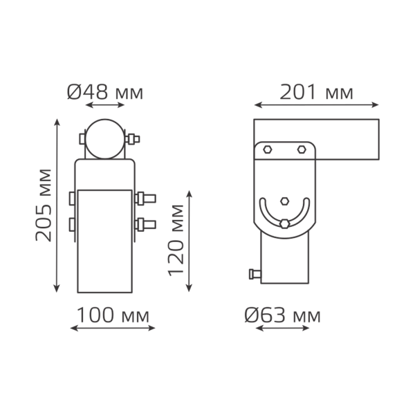Купить Gauss Кронштейн для уличных светильников 200*205*100мм на трубу до D58мм / консоль D48мм черный 1/2 903215106