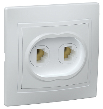 IEK KVARTA РТ12-КБ Розетка 2местн. телефонная (белый)