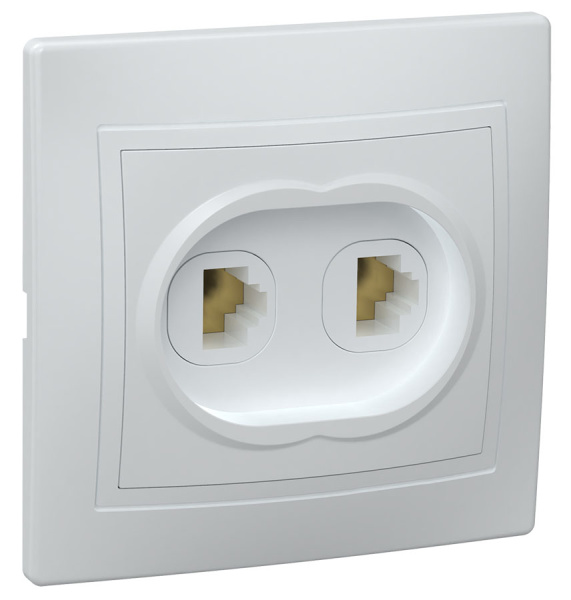 IEK KVARTA РТ12-КБ Розетка 2местн. телефонная (белый)