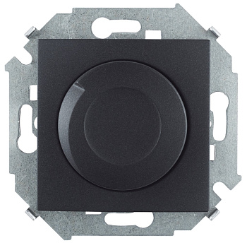 Simon 15 Графит Светорегулятор поворотно-нажимной, электронный, проходной, 500Вт, 230В, винт. зажим 1591311-038