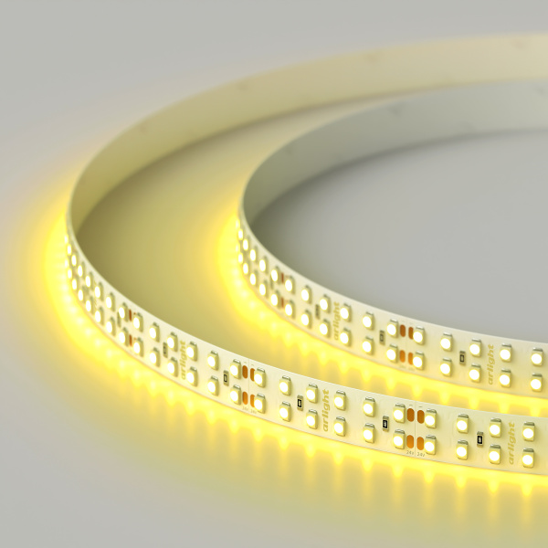 Купить Arlight Светодиодная лента RT 2-5000 24V Yellow 2x2 (3528, 1200 LED, LUX) (19.2 Вт/м, IP20) 008774