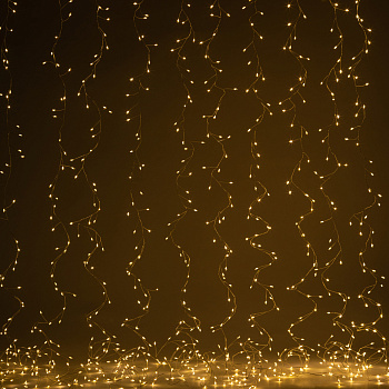 ЭРА Светодиодная новогодняя гирлянда ЭРА ENIZ-800W занавес Роса-мишура 3*2 м теплый свет 800 microled IP20
