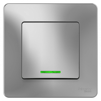 Systeme Electric Blanca внутр Алюминий Переключатель 1-клавишный с подсветкой, 10А, 250B
