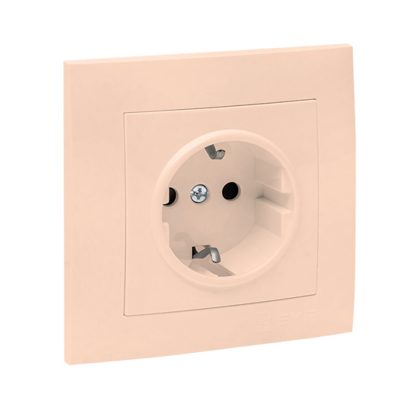 Купить EKF PROxima Валенсия розетка 1-местная с/з 16А кремовая с защ. штор.