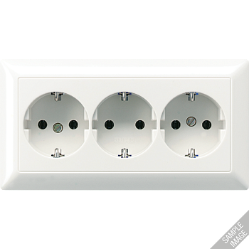 JUNG Штепсельная розетка SCHUKO 16A 250V~ тройная, полная плата слоновая кость AS523