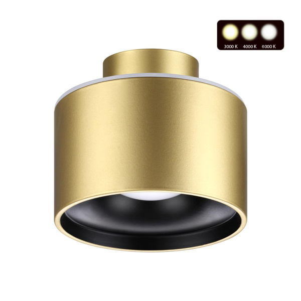 Novotech 358972 OVER NT22 бронза св. Светильник накладной с переключ. цв. температуры IP20 LED 3000К\4000К\6000К 12W вниз + 3W вверх 110-265V GIRO