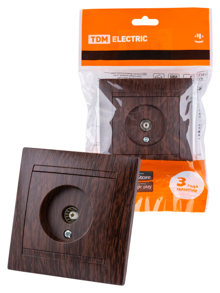 TDM Розетка телевизионная простая (0-2400МГц, "мама") венге "Лама" SQ1815-0417