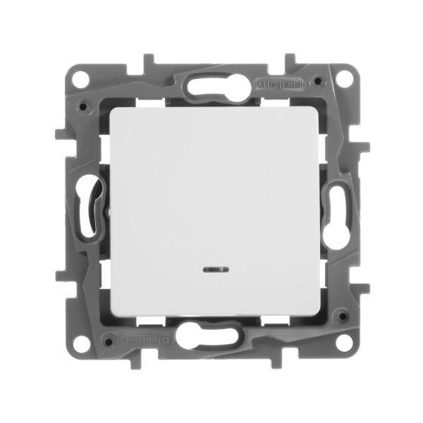 Купить Legrand Etika Белый Выключатель 1-клавишный с подсветкой, 10А, Винтовые клеммы 672203