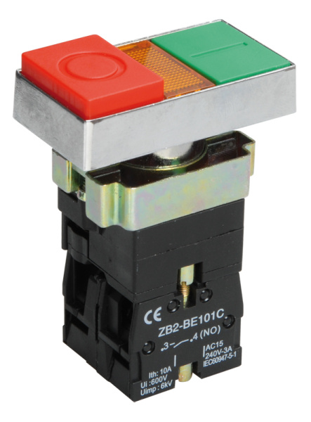 IEK LAY5 Кнопка управления LAY5-BW8465 I-O сдвоенная с подсветкой