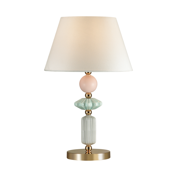 Купить Odeon Light 4861/1TB CLASSIC ODL_EX22 41 золотой/раноцветн.керамика/абажур Настольная лампа E27 1*60W 4861/1TB CANDY