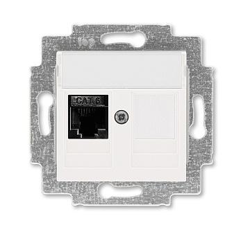 ABB EPJ Levit жемчуг / ледяной Розетка компьютерная RJ45 кат,6+заглушка, жемчуг 2CHH296117A6068