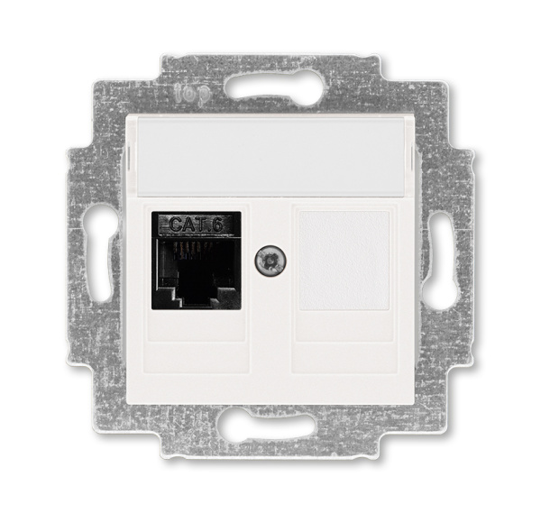 ABB EPJ Levit жемчуг / ледяной Розетка компьютерная RJ45 кат,6+заглушка, жемчуг 2CHH296117A6068