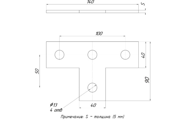 Купить EKF PROxima STRUT-пластина Т-образная 4 отверстия HDZ
