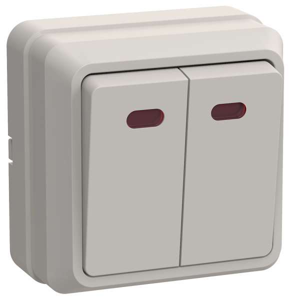 IEK OKTAVA ВС20-2-1-ОКм Выключатель 2кл с инд. 10А (кремовый)