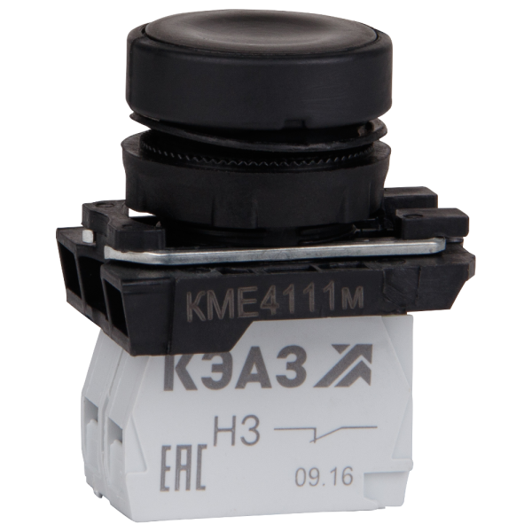 КЭАЗ Кнопка КМЕ4122м-черный-2но+2нз-цилиндр-IP40
