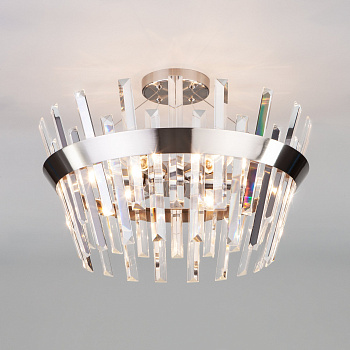 Eurosvet Потолочная люстра с хрусталем 10111/5 сатин-никель/прозрачный хрусталь Strotskis a047848