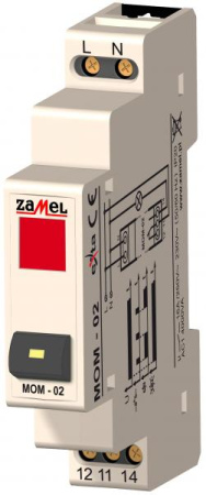 Zamel Выключатель кнопочный с красным индикатором 16А IP20 на DIN рейку MOM-02-10