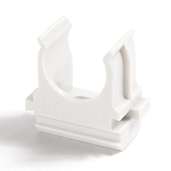 Промрукав Крепёж-клипса для труб Полистирол белая д16 (100шт/2000шт уп/кор) PR.02716б