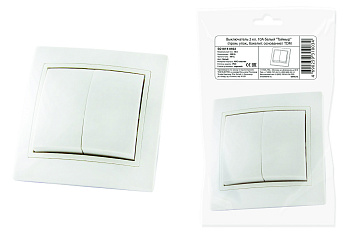 TDM Выключатель 2 кл. 10А белый "Таймыр" (пром. упак,, бакелит. основание) SQ1814-0502