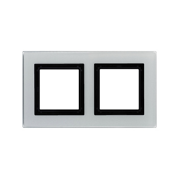DKC Рамка из натурального стекла, "Avanti", светло-серая, 2 поста (4 мод.)