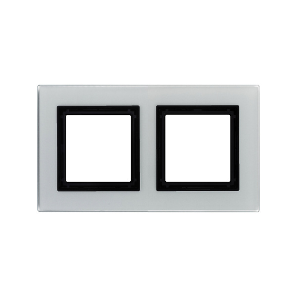 DKC Рамка из натурального стекла, "Avanti", светло-серая, 2 поста (4 мод.)