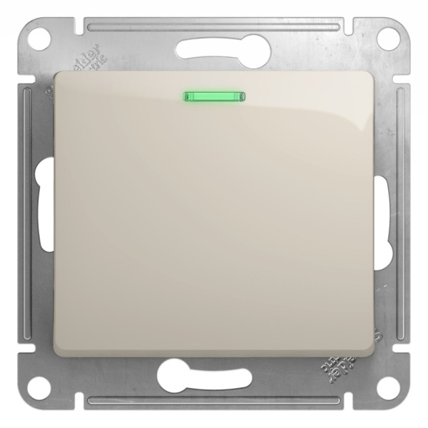 Systeme Electric Glossa Молочный Выключатель 1-клавишный с подсветкой, сх.1а, 10AX
