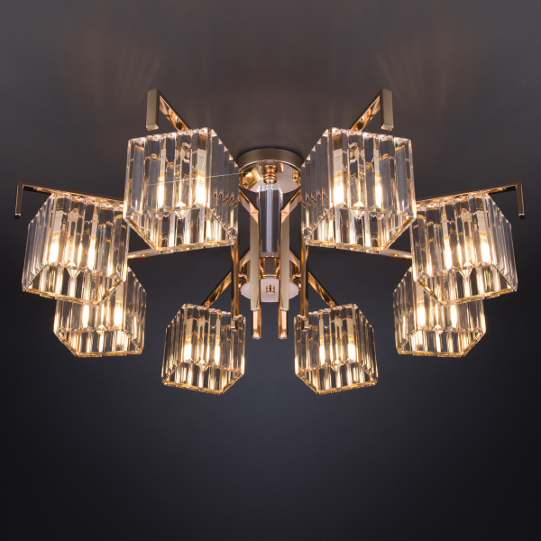Купить Eurosvet 10126/8 Светильник потолочный золото/прозрачный хрусталь Strotskis a054450