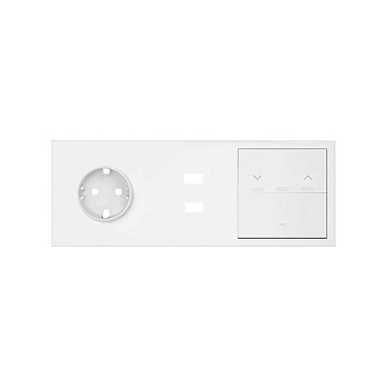 Simon 100 Белый матовый Кит 3 поста, фронт. Накладка на 1 розетку Schuko + 1 з/у 2xUSB + 1 клавиша выключателя + 1 клавиша жалюзи 10020306-230