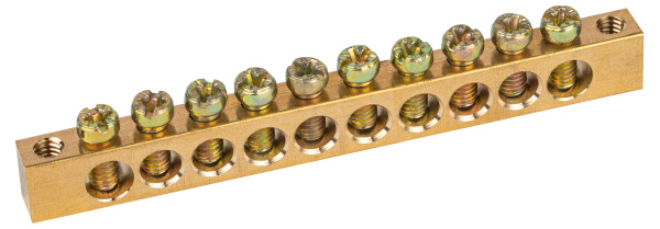 ЭРА Шина ЭРА NO-122-04 PEN земля-ноль 6х9мм 10/2 латунная с креплениями по краям