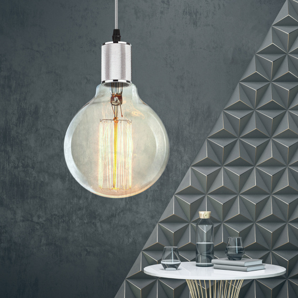 ЭРА PL13 E27 - 5 CH Подсветка Накладной, цоколь Е27, провод 1 м, цвет хром (60/360)