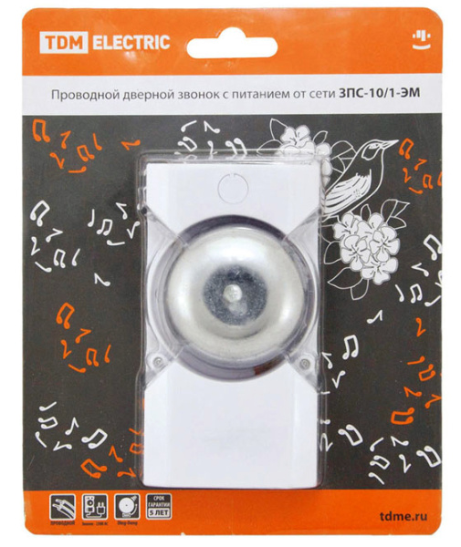 Купить TDM Звонок ЗПС-10/1-ЭМ (пров., в сеть, без кн.) SQ1901-0016