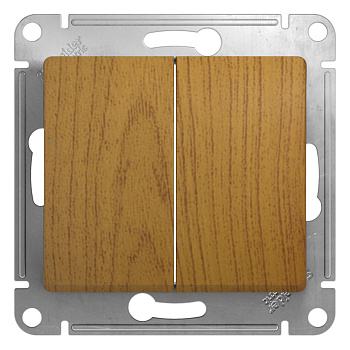 Systeme Electric Glossa Дерево Дуб Выключатель 2-клавишный, сх.5, 10АХ