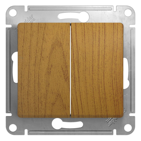 Systeme Electric Glossa Дерево Дуб Выключатель 2-клавишный, сх.5, 10АХ