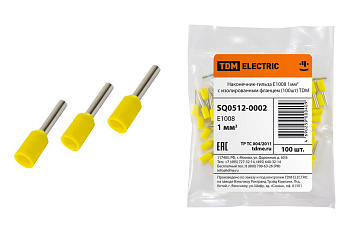 TDM Наконечник-гильза Е1008 1мм2 с изолированным фланцем (100шт) SQ0512-0002