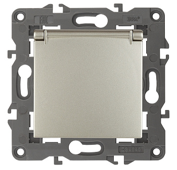 ЭРА 14-2103-04 Elegance Шампань Розетка с/з со шт с крышкой