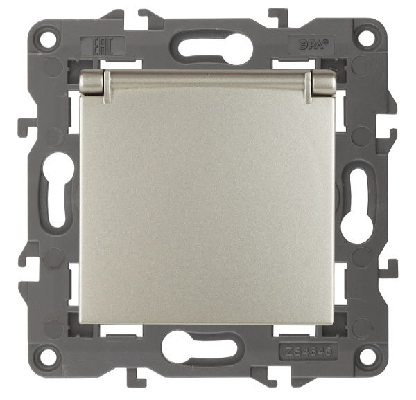 ЭРА 14-2103-04 Elegance Шампань Розетка с/з со шт с крышкой